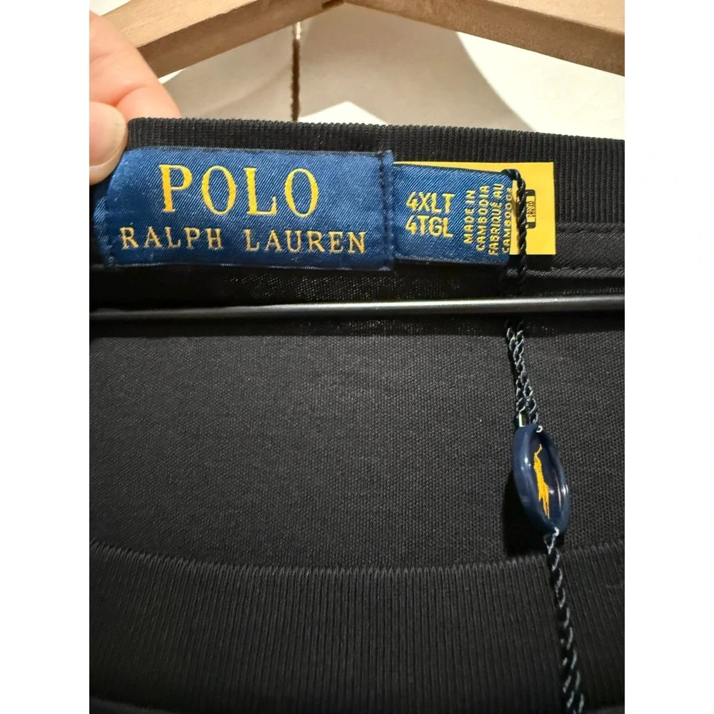 Polo Ralph Lauren Mens Black Long Sleeve T-Shirt 4XLT Classic Fit Soft Cotton